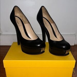 Fendi Black Platform Heels with Stiletto